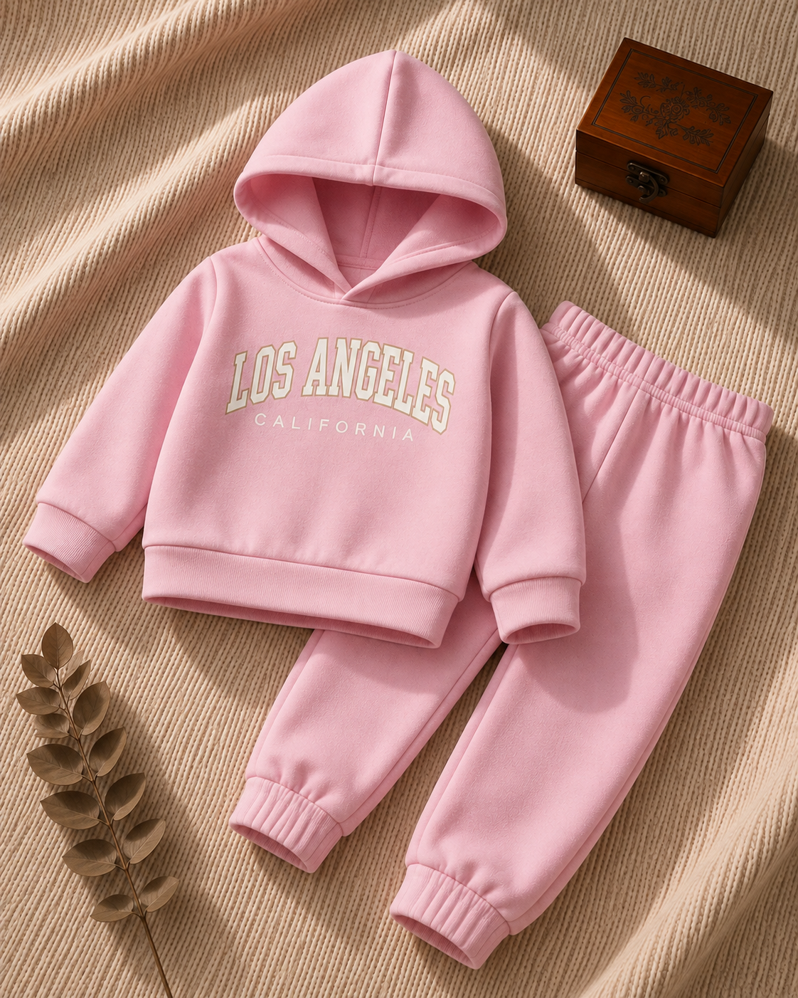 Plush - Hoodied Fleece Shirt & Trouser - LA in Pink
