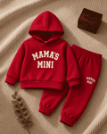 Plush  Hoodied Fleece Shirt & Trouser - Mamas Mini in Red