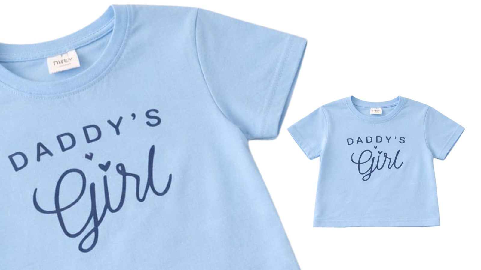 Girls sky blue shirt and shorts set “Daddy’s Girl” in Pakistan by Basics by Nifty, soft breathable summer co-ord outfit for kids