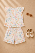 Baby Girl White Heart Print Top & Shorts Set