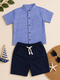 Blue floral boys shirt and shorts set