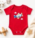 Red Airplane Print Baby Bodysuit