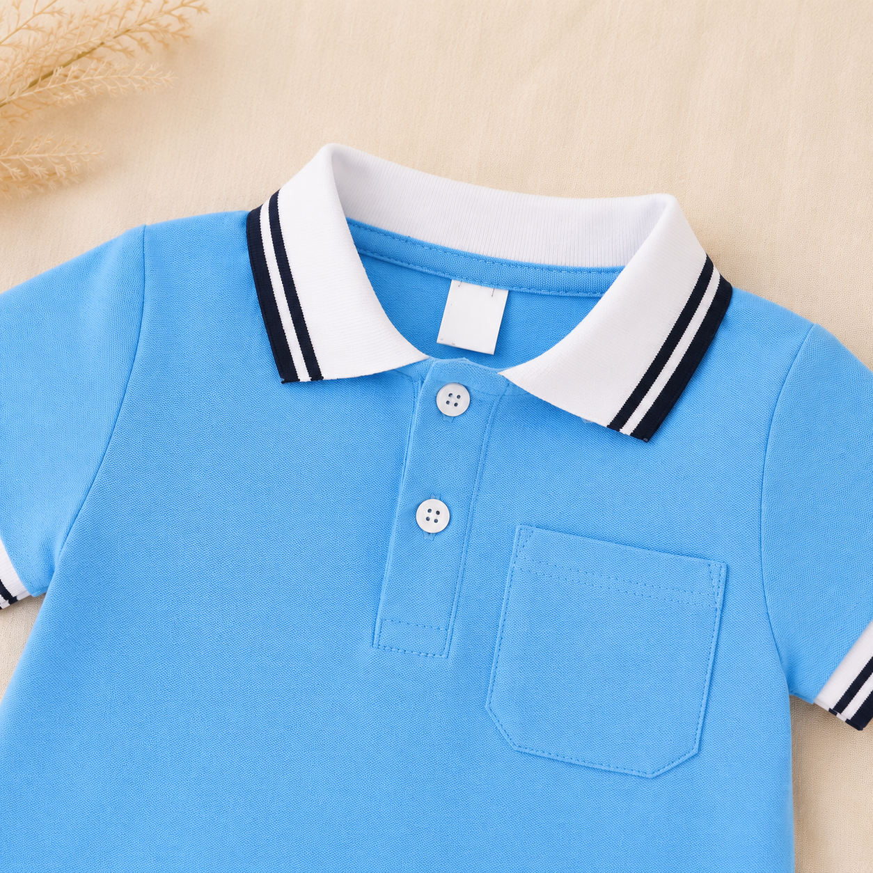 Sky Blue Polo Romper for Babies | Soft Interlock Bodysuit