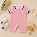 Light Pink Polo Romper for Babies | Soft Interlock Bodysuit