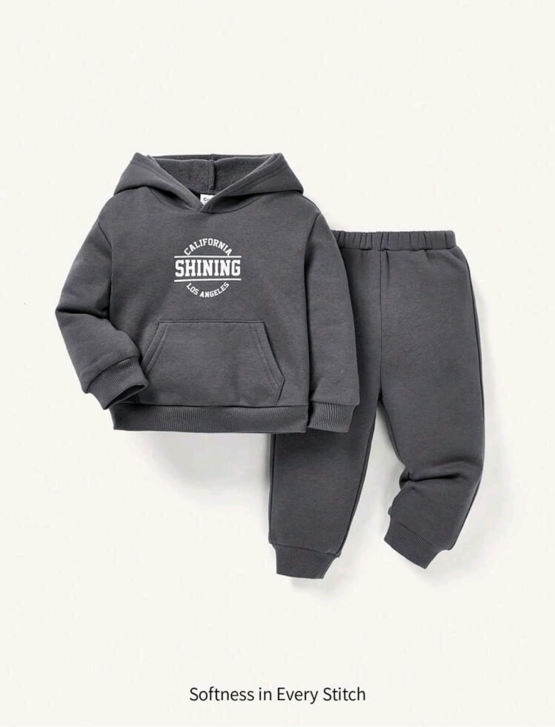Plush Hoodied Fleece Shirt & Trouser - Shining in Charcoal Grey