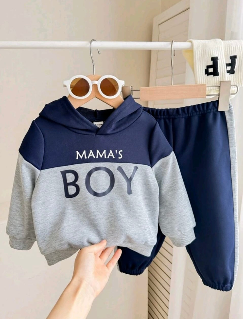 Plush - Fleece Shirt & Trouser - Mamas Boy in Contrast Blue