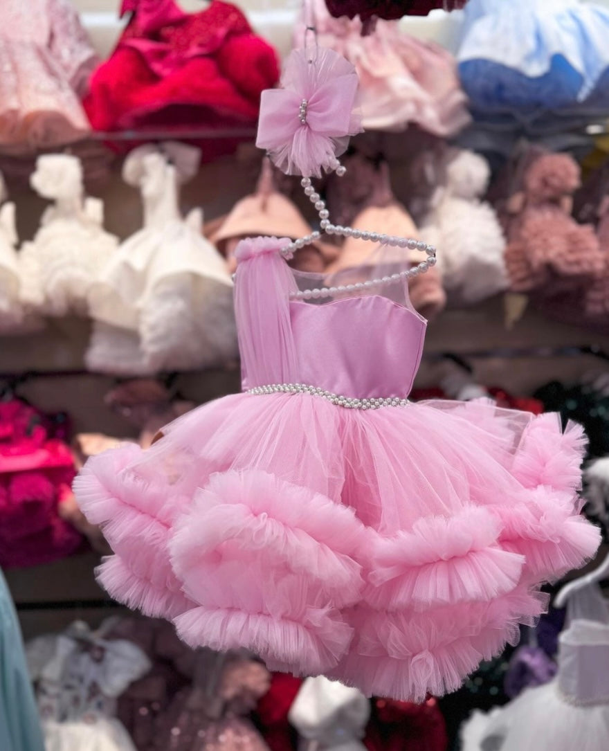 Toddler Girl Cute Princess Fancy Mesh Spliced Dress Light Pink