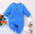 Plush-Ribbed Knit Winter Romper - Royal Blue
