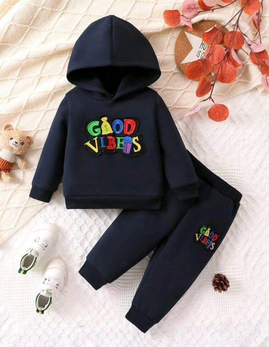 Plush -  Hoodied Fleece Shirt & Trouser - Good Vibes in Blue