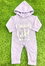 Plush-Hoodie Romper - Daddys girl in lavender