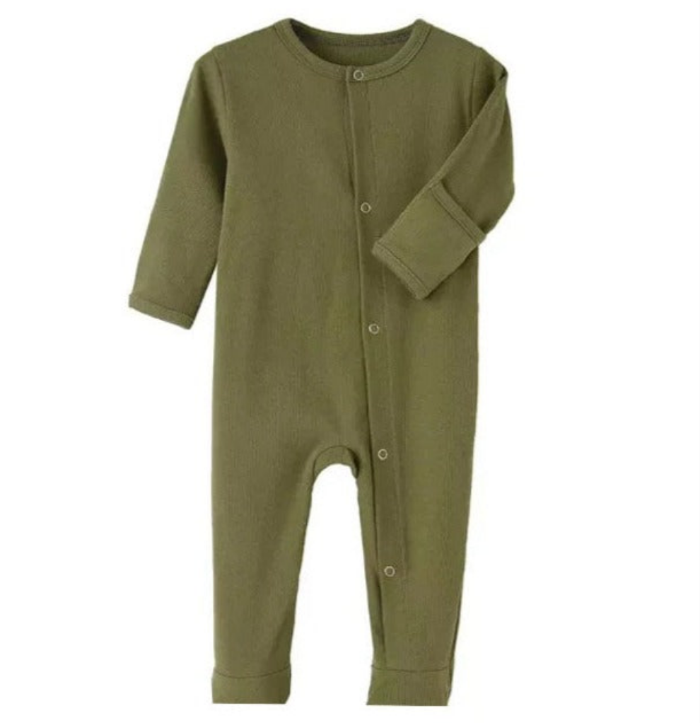 Plush-Baby Soft Bamboo Viscose Button Romper - Green