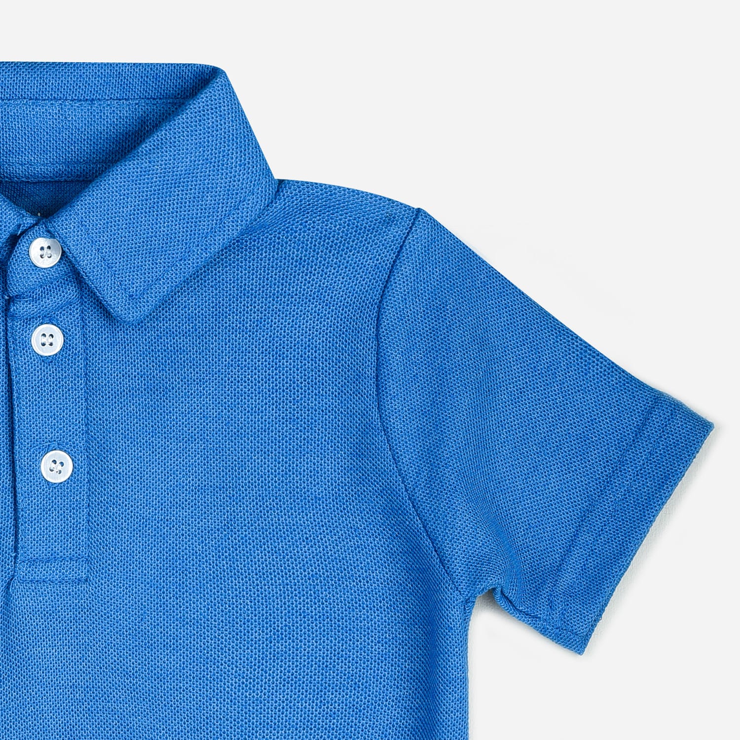 Plush-Baby Plaid Polo Shirt & Shorts - Blue