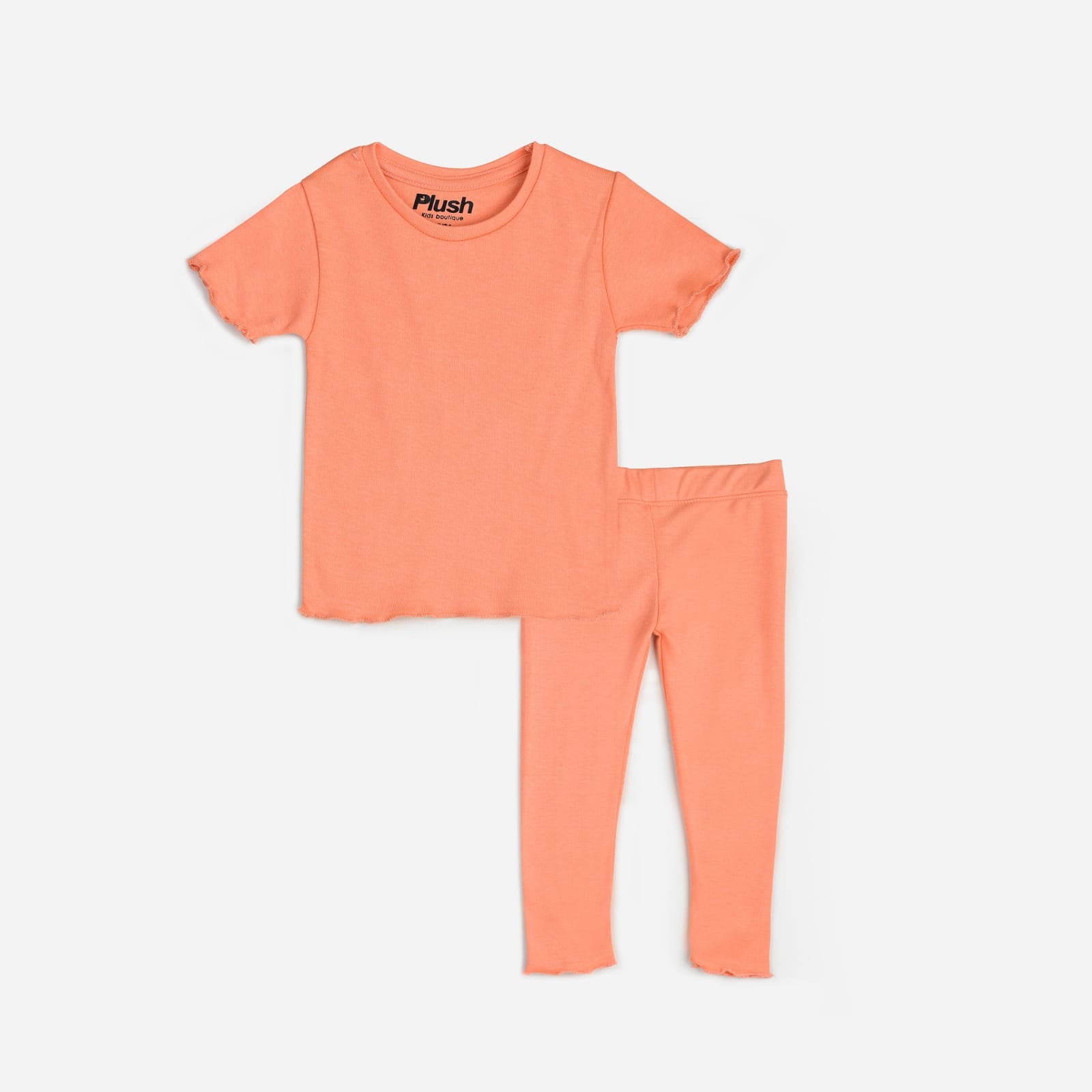 Plush-Premium Girls Casual Wear P/J Set Orange