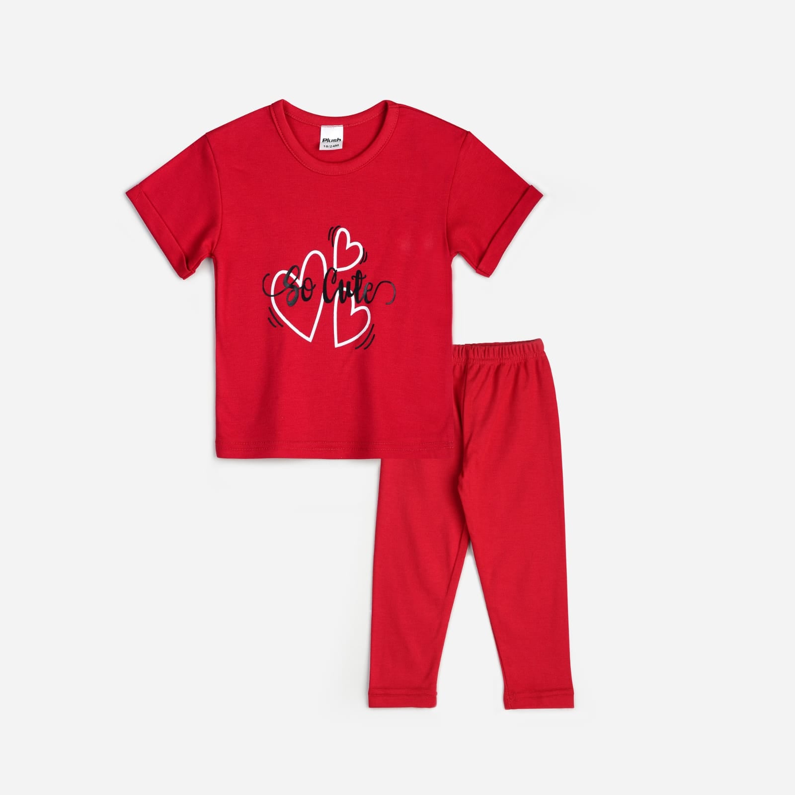 Plush-Premium Basics Casual Wear P/J Set Red