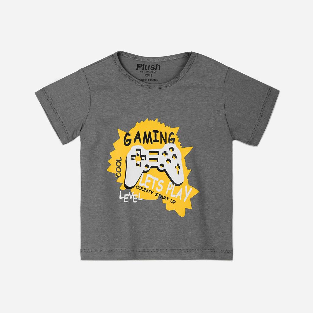 Plush-Summer Short and Shirt Set - Gaming Zone in Grey