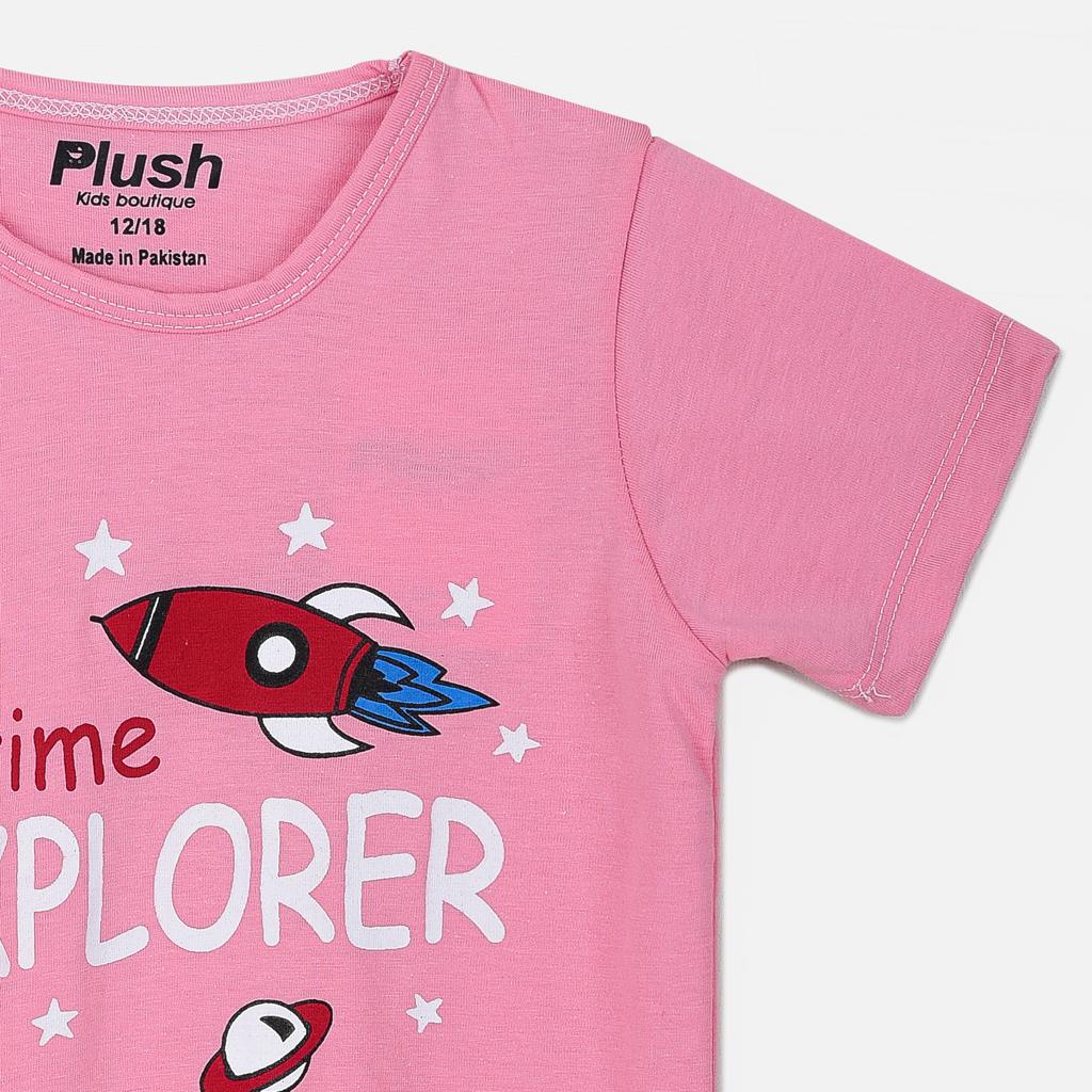 Plush-Summer Short and Shirt Set - Mini Explorer in Pink