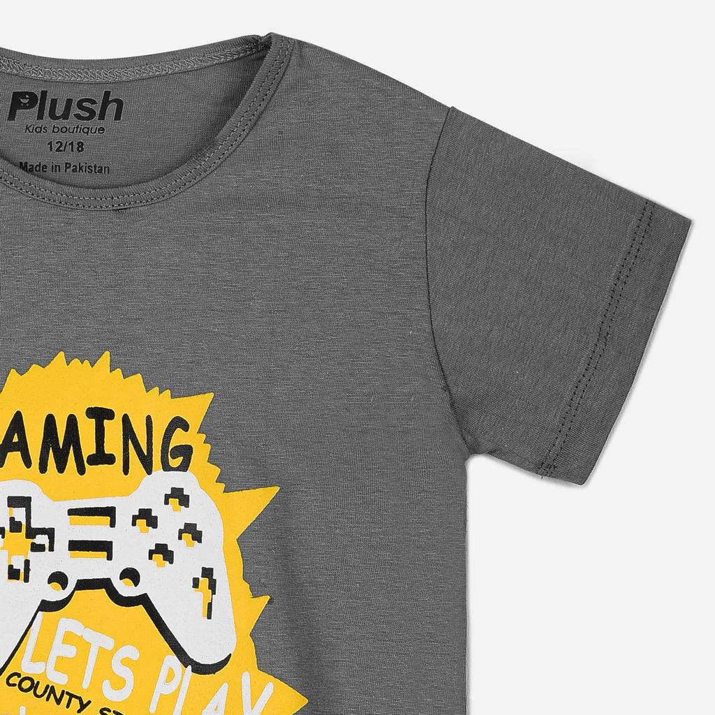 Plush-Summer Short and Shirt Set - Gaming Zone in Grey