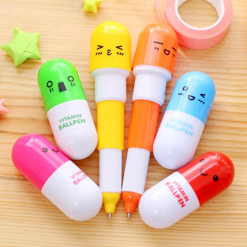 Pack Of 2 Fancy Creative Capsule Pill Design Ball Pen.