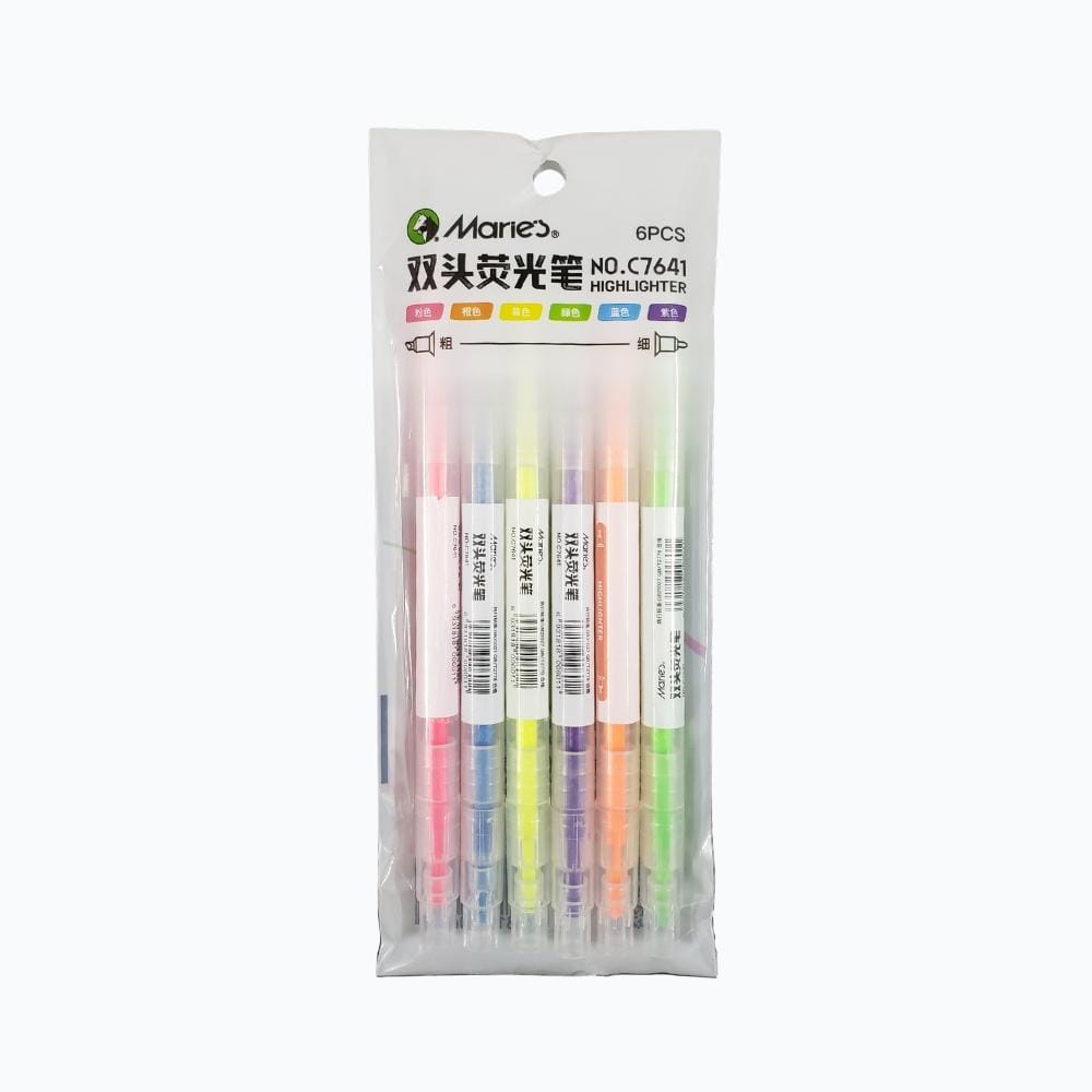 MARIES-DOUBLE HEADED HIGHLIGHTER | 6 COLOUR PACK
