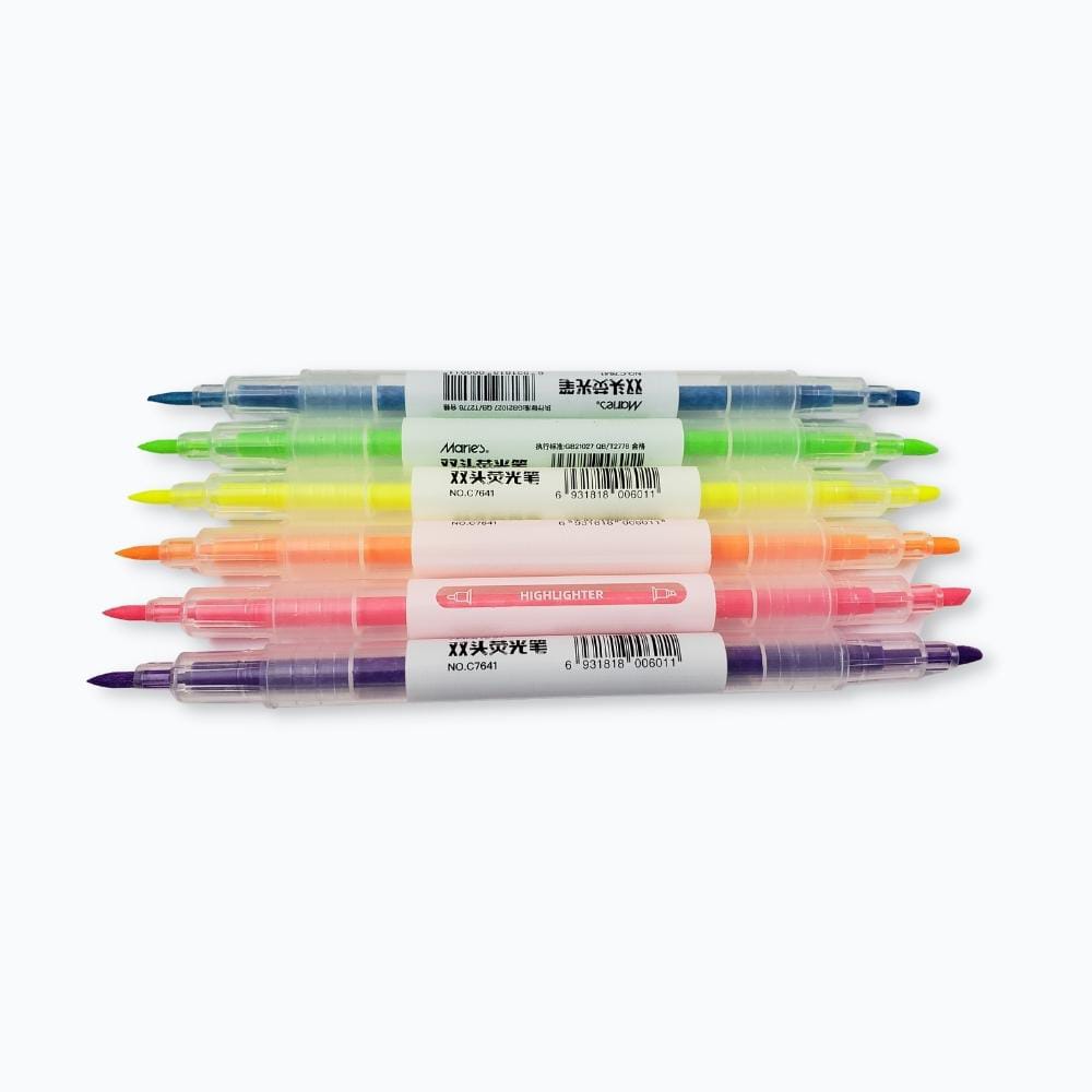 MARIES-DOUBLE HEADED HIGHLIGHTER | 6 COLOUR PACK