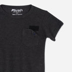 Plush-Waffle Textured Short Sets-Charcol