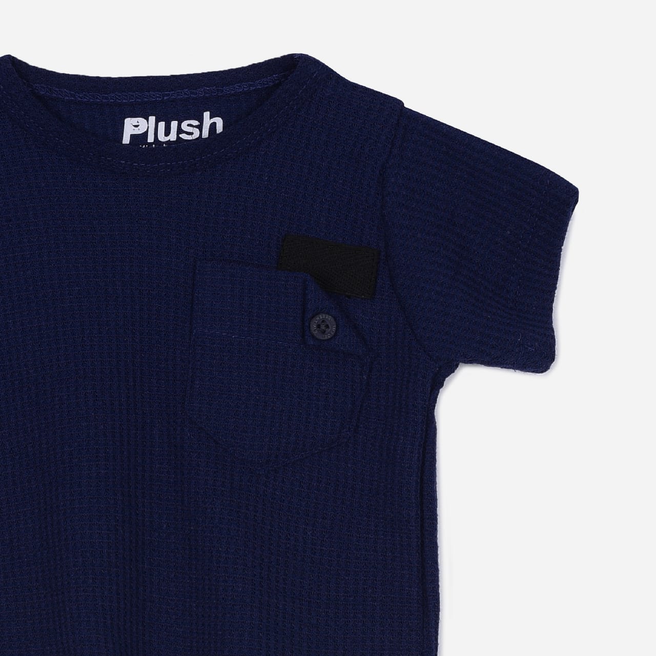 Plush-Waffle Textured Short Sets-Dark Blue