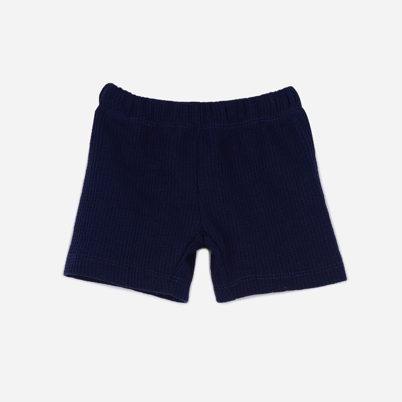 Plush-Waffle Textured Short Sets-Dark Blue