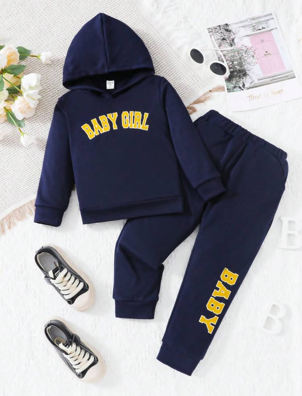 Plush-Hoodie Style - Baby Girl Fleece Sweat Set