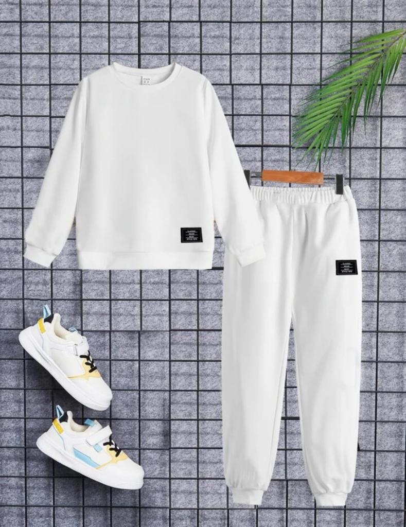 Plush Round Neck - Modern Fleece Basic Set White