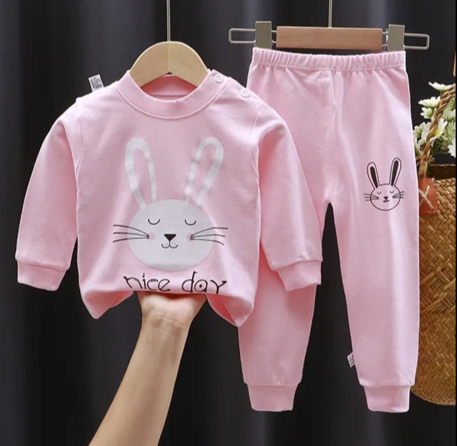 Night Suit - PJ Set Pink Bunny