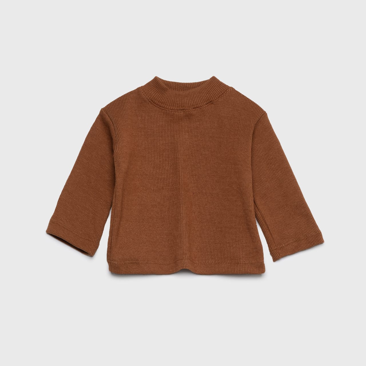 Plush Ribbed Knit Basic Set - Brown