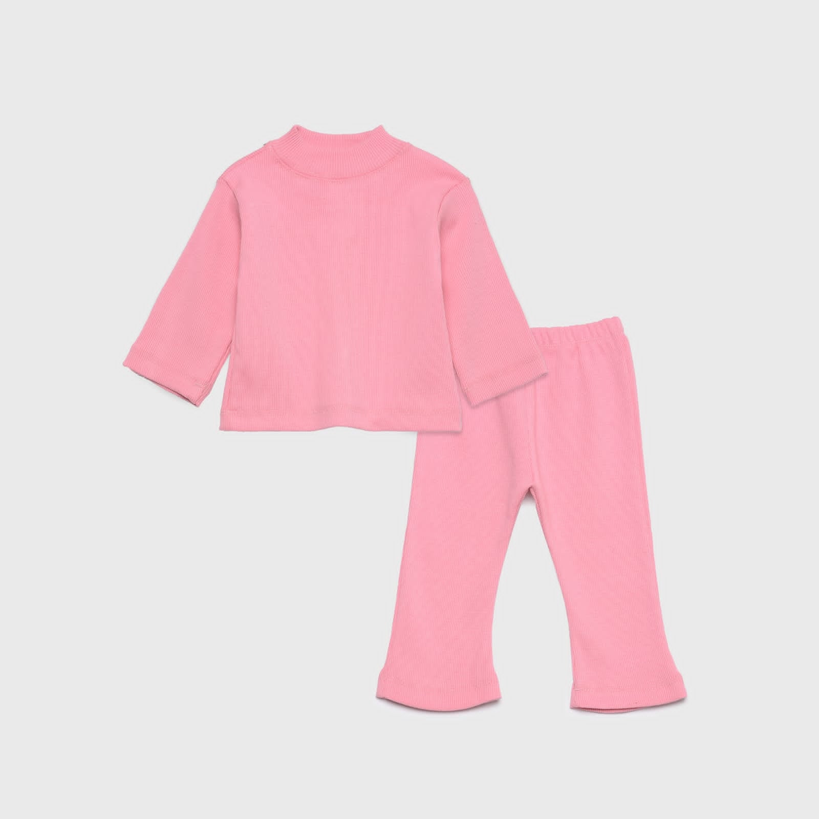 Plush Ribbed Knit Basic Set - Pink