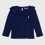 Plush-Waffle Textured Girls Set- Navy Blue