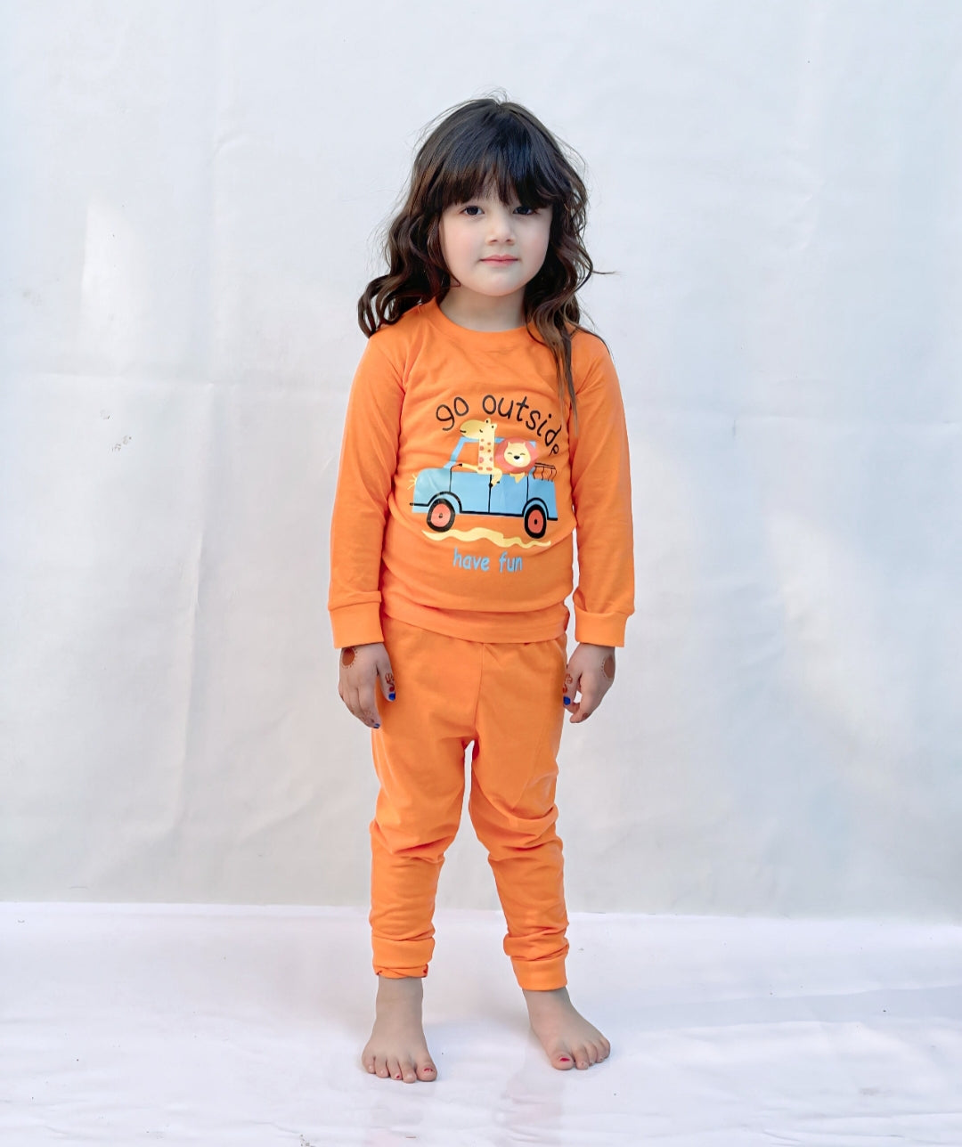 Plush Night Suit - PJ Set Orange Car