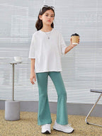 PLUSH-Nifty Basics Premium - Good Mood in Mint Green Contrast with Flapper Trousers
