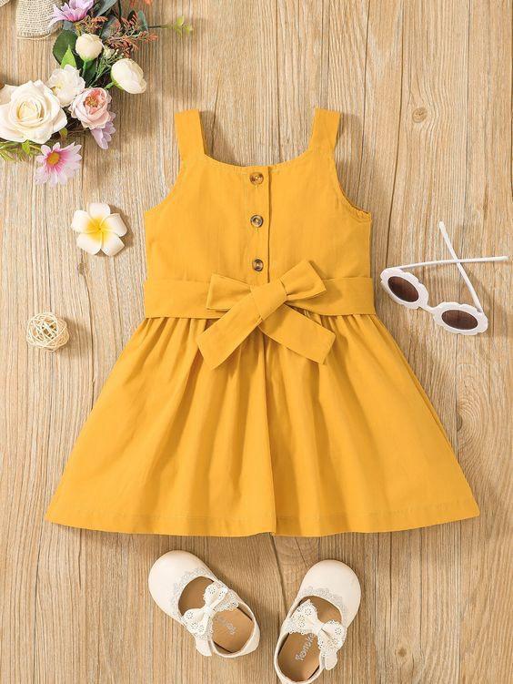 PLUSH-Summer Dress - Yellow with a bowtie