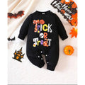 Plush-Printed Rompers - Trick or Treat - Black