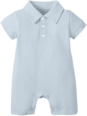 Plush-Polo Romper - Blue