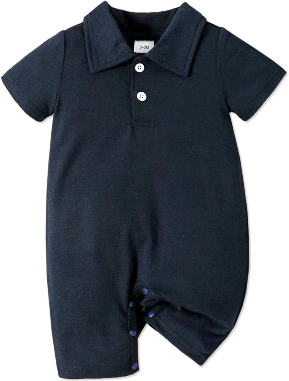 Plush-Polo Romper - Blue