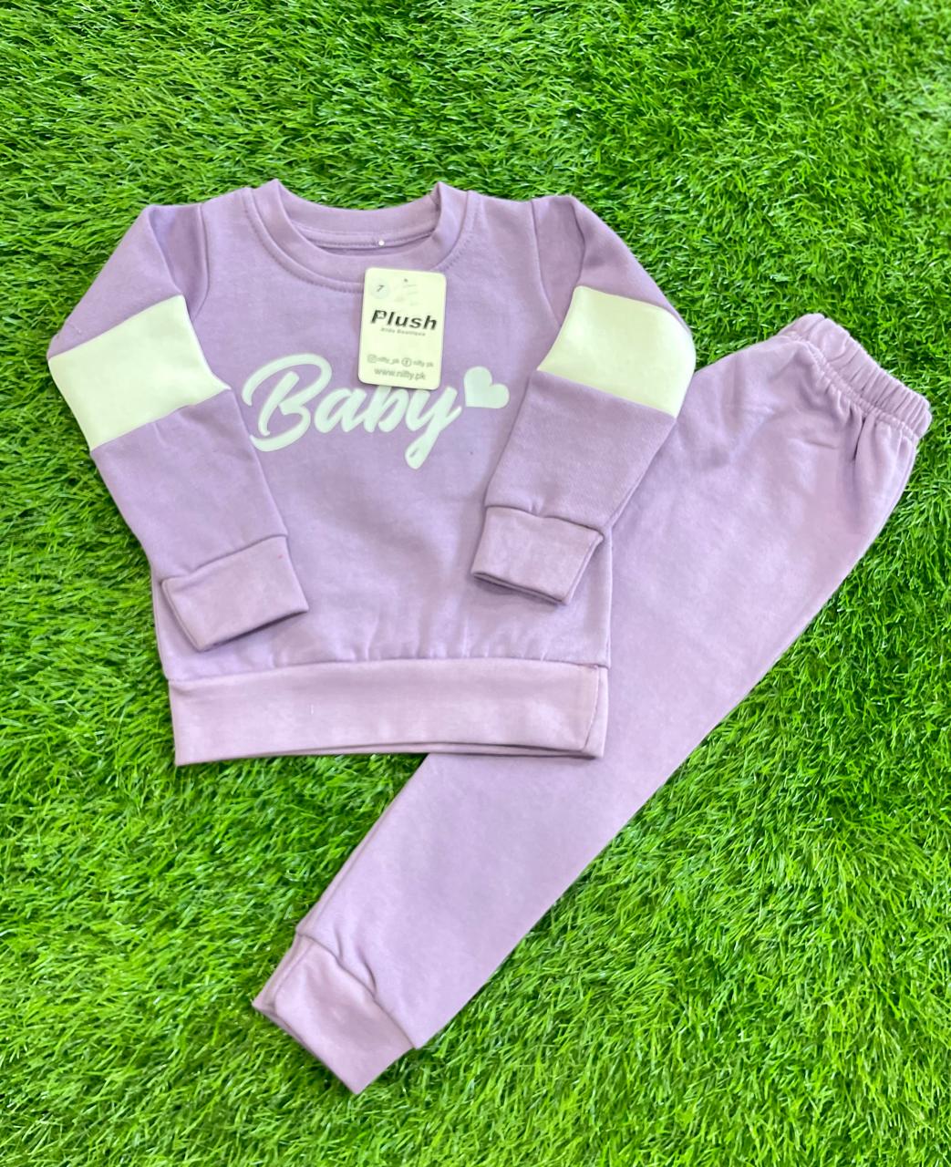 Plush  Fleece Shirt & Trouser - Baby in Purple