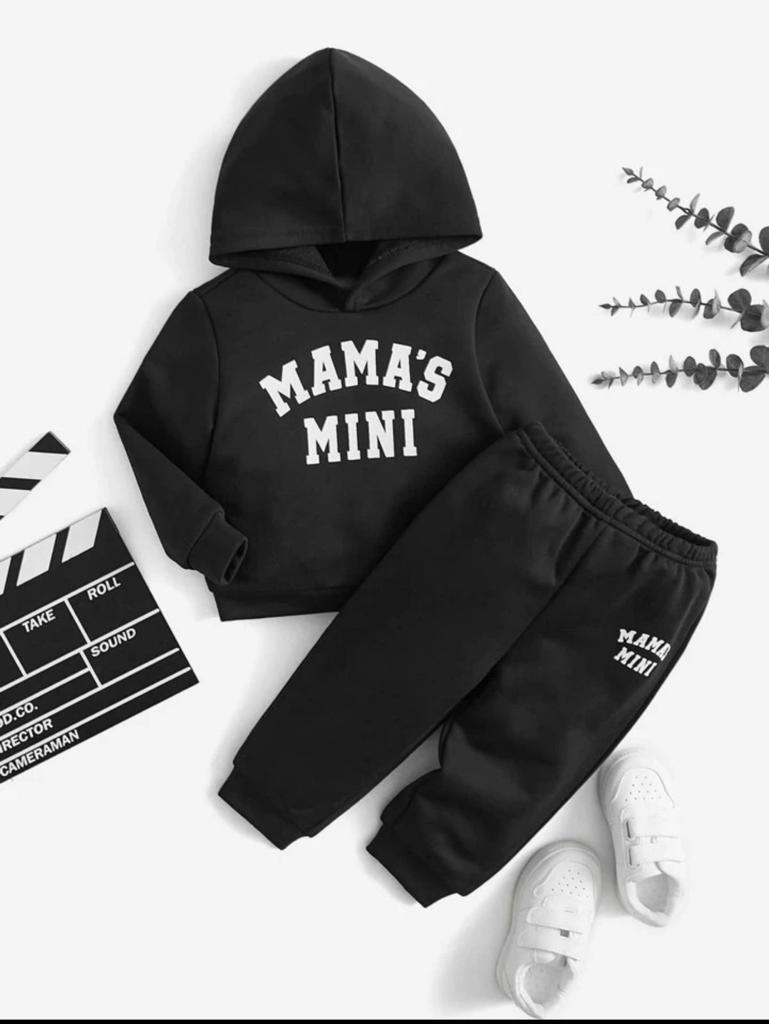 Plush - Hoodied Fleece Shirt & Trouser - Mamas Mini in Black