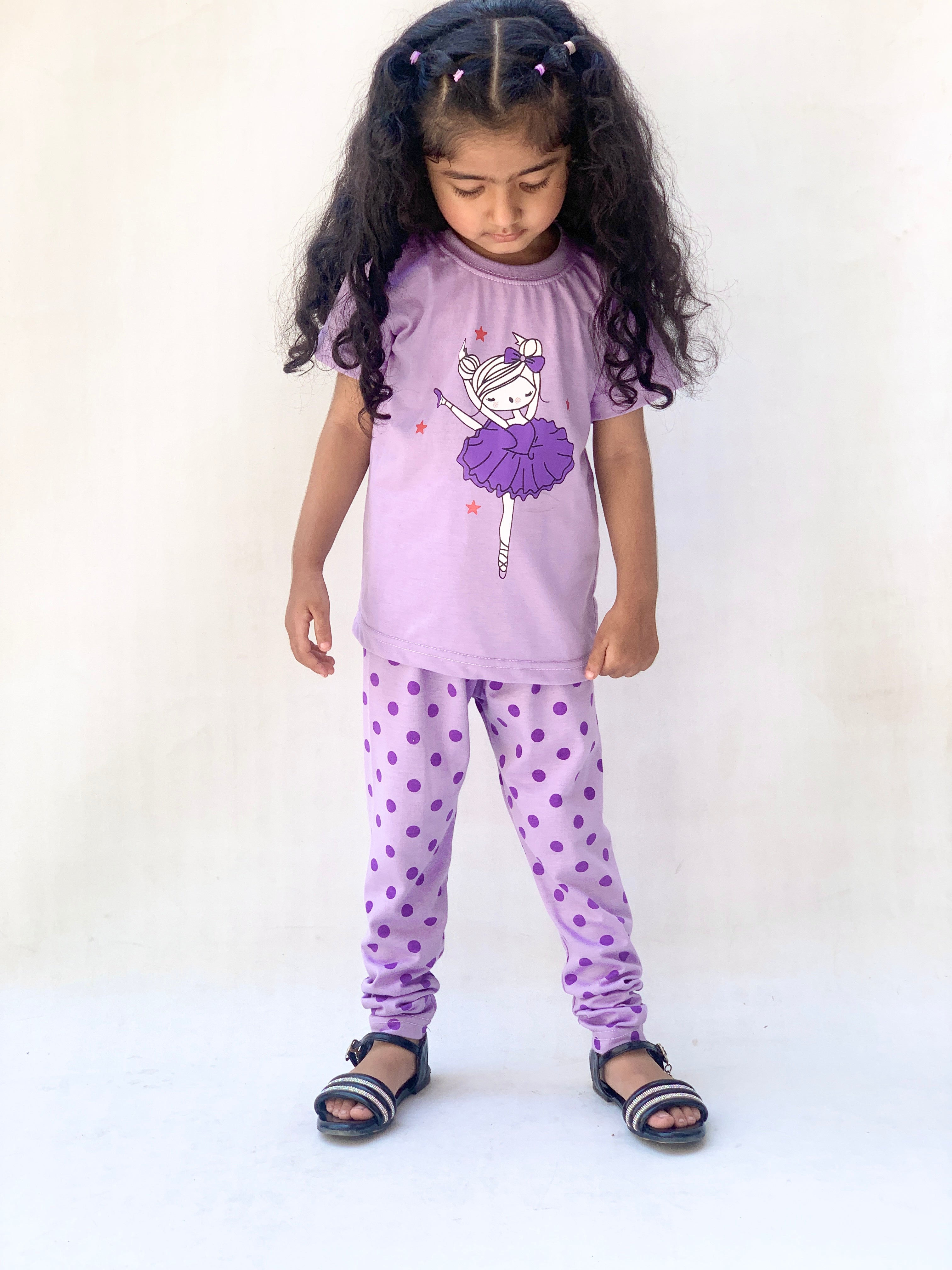 Plush-Nifty Basics - Purple Girl with Dotted Trousers