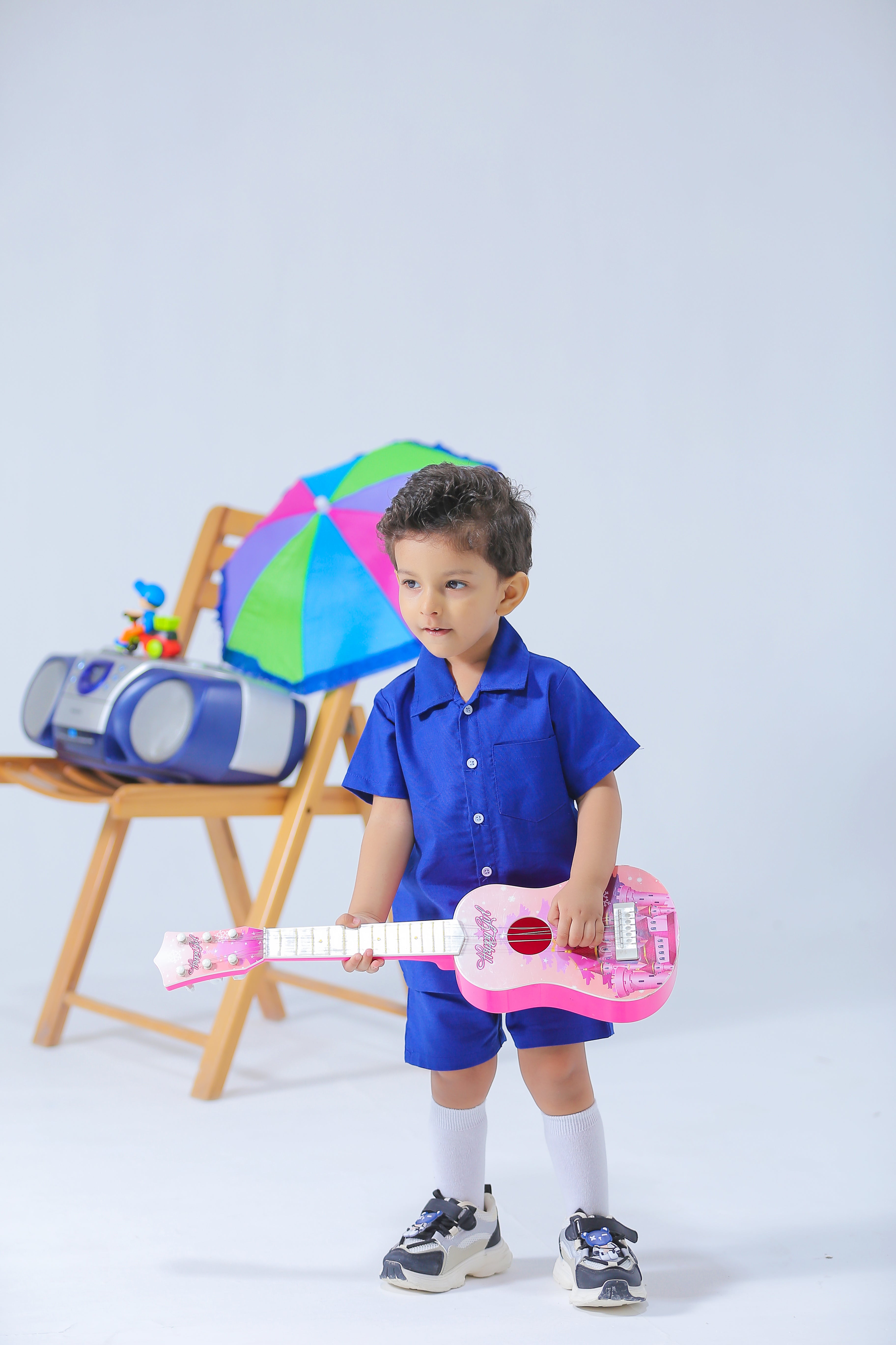 Plush-Boys Short and Shirt Set - Bright Blue