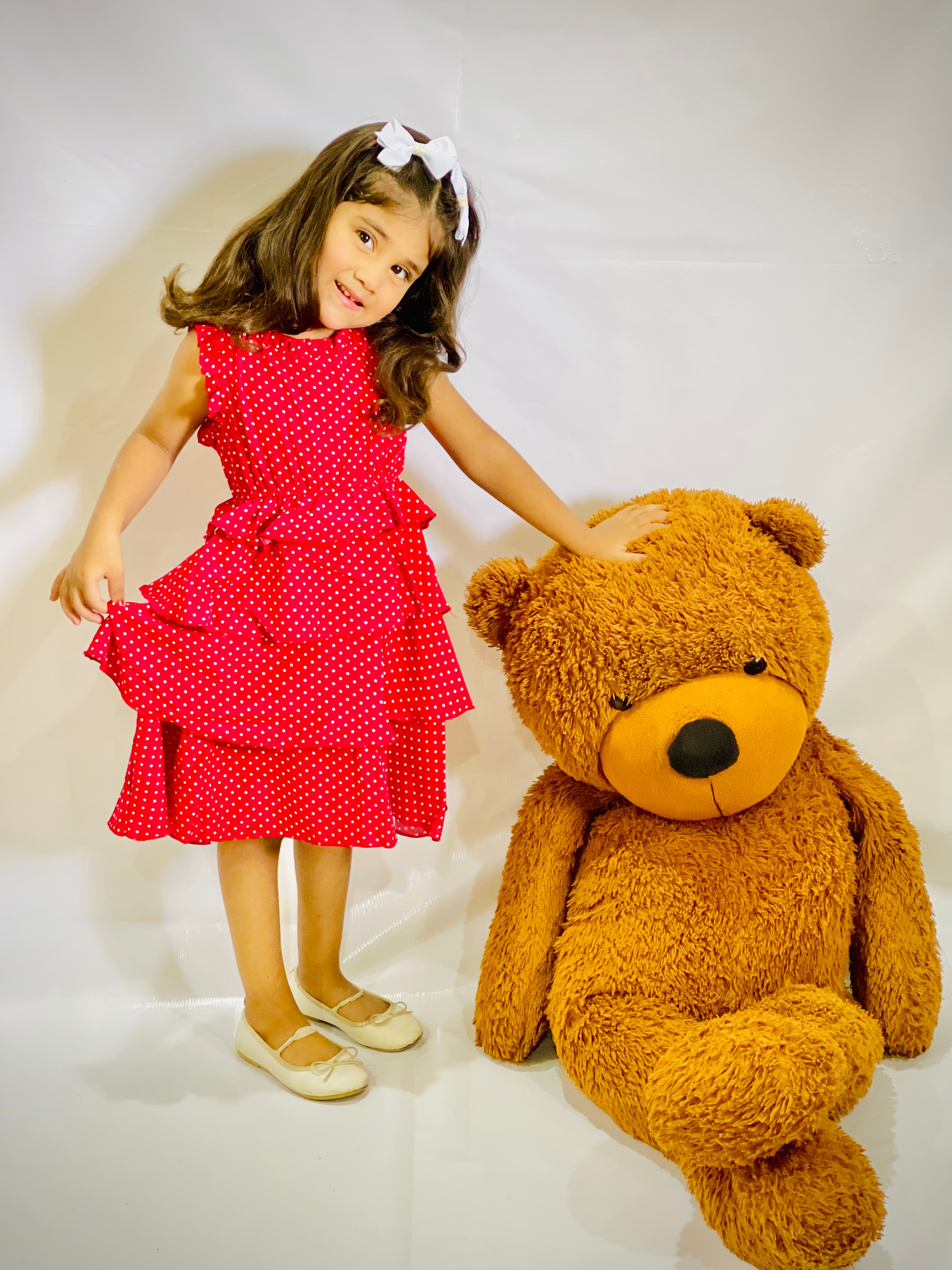 Riolio - Toddler Girl Polka Dot Ruffle Armhole Tiered Dress