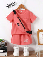 Plush-Waffle Textured Short Sets-Pink