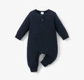 Plush Ribbed Knit Winter Romper - Midnight Blue