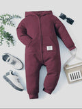 Plush-Hoodie Romper - Mauve Pink