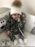 Plush-Hoodie Romper - Camouflage