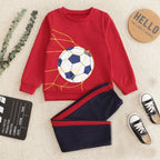 Plush -  Fleece Shirt & Trouser - Football in red