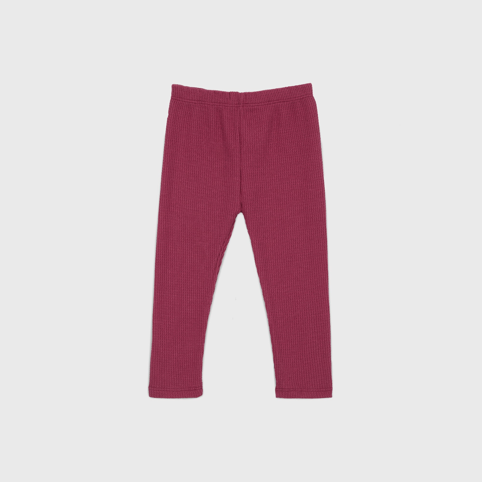 Plush-Waffle Textured Basic PJ Set-Maroon